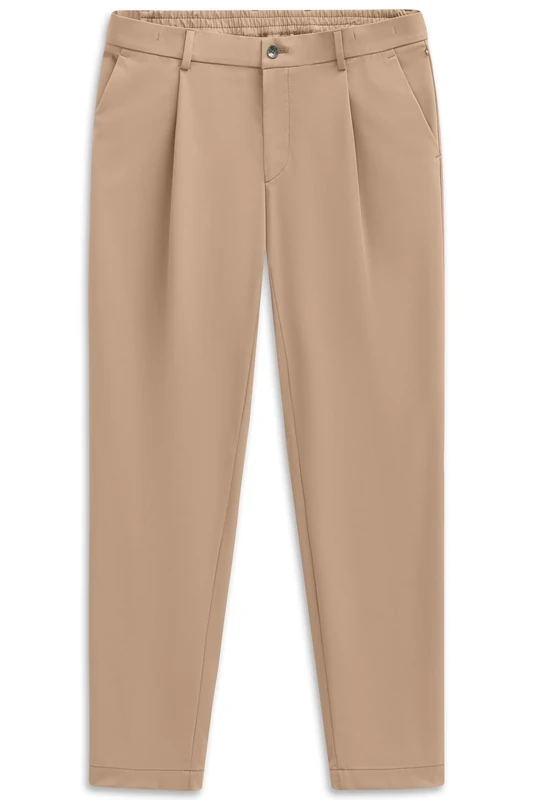 bugatti Men's Fabric Trousers Pleat Loose Fit, 30-Beige, 34 W/32 L