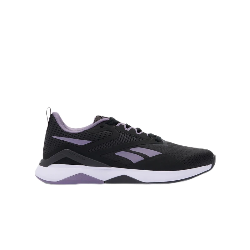 Reebok Women's Nanoflex TR 2 Trainers, Washed Black/Purple Fusion/FTWR White, 40.5 EU, Washed Black Purple Fusion FTWR White, 8.5 UK