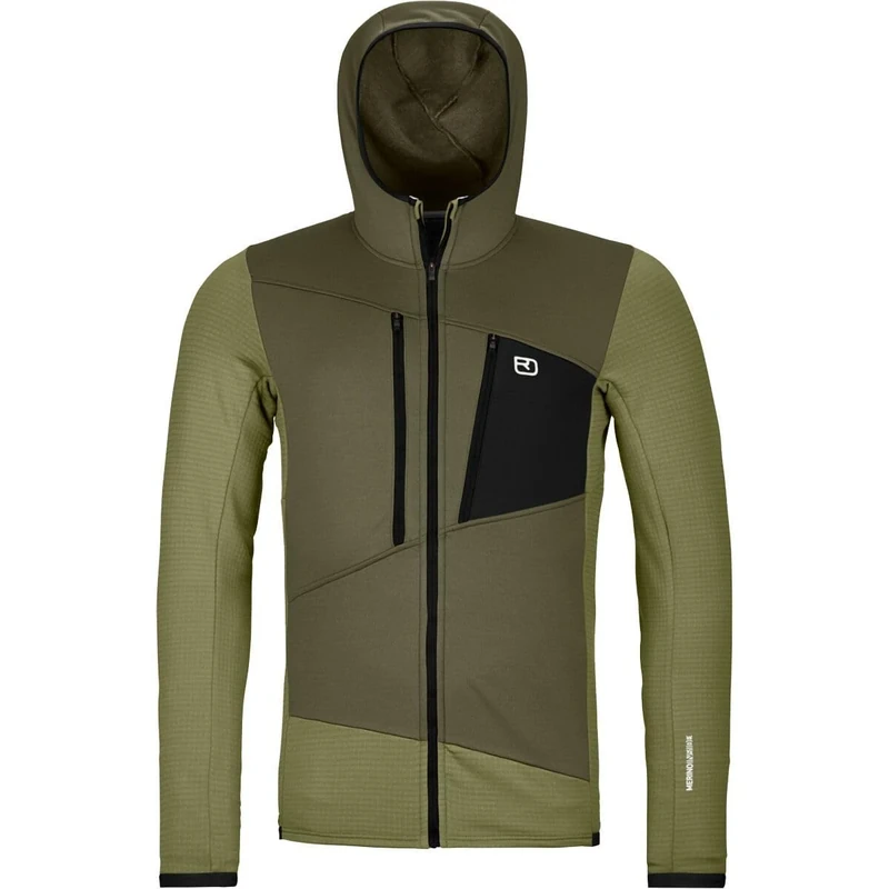 ORTOVOX Unisex Fleece Grid Hoody M Sweatshirt, Deep Ocean, XXL EU