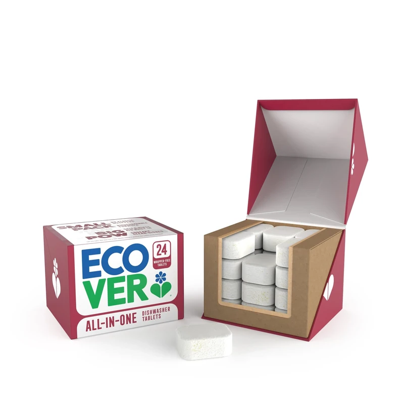 Ecover All-in-One Dishwasher Tablets, Contains Salt & Rinse Aid, Power Cleaning, Mandarin and Lemongrass Scent, Pack of 1, 24 Tablets