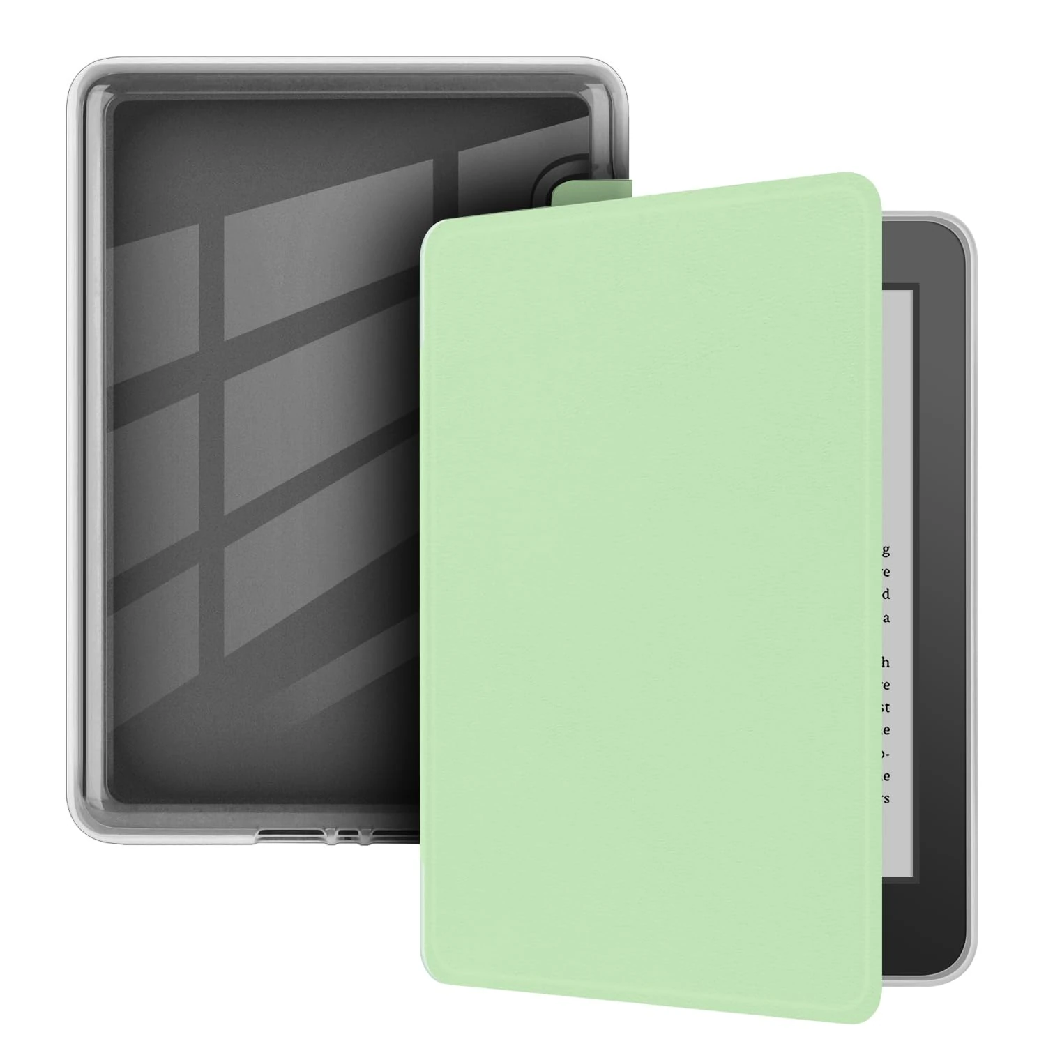 Case for 7" Kindle Paperwhite (12th Generation-2024 Release), Ultra Clear Soft Flexible Transparent TPU Back Cover with Auto Sleep/Wake for Kindle Paperwhite (MODEL NO. SA569P), Light Green