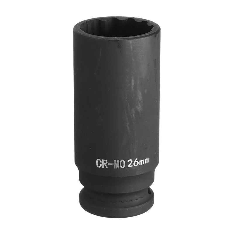 sourcing map 12-Point Deep Impact Socket 1/2 Inch Drive 26mm Metric Chrome Molybdenum Alloy Steel Spindle Axle Nut Impact Socket