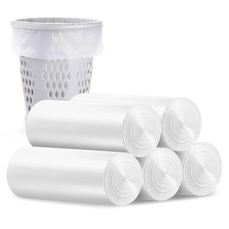Dr.JIEER Small Bin Bags 3-6L Biodegradable Compostable Food Waste Bags,Pedal Caddy Bin Liners for Kitchen,White Trash Bags for Bathroom Toilet Office, Clear Garbage Liners 120 Counts 1.2 Gal