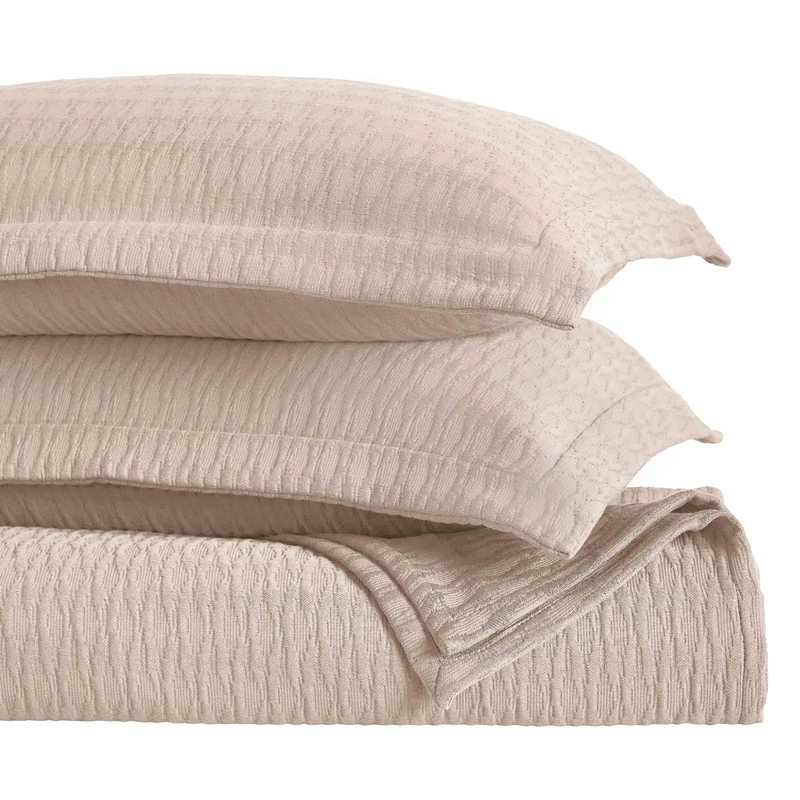Superior 3 Piece Cotton Bedspread Set, Home Bed Decor, Decorative Bed Spread, 2 Pillow Shams, Medium Weight Blanket, Matelasse Coverlet Bedding, Calvert Collection, California King, Beige