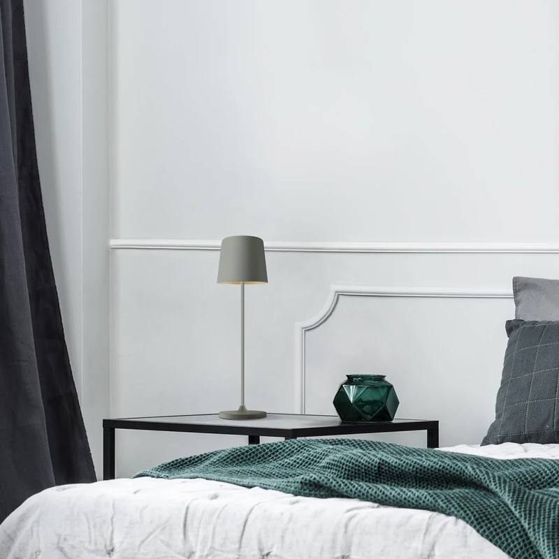 Lightbox Set of 2 LED Table Lamps for Indoor and Outdoor use, 37 cm / 23 cm Height, Diameter 10 cm, matt Grey Outdoor Table Lamps with Touch dimmer, Mobile, Wireless, Portable, Rechargeable via USB,