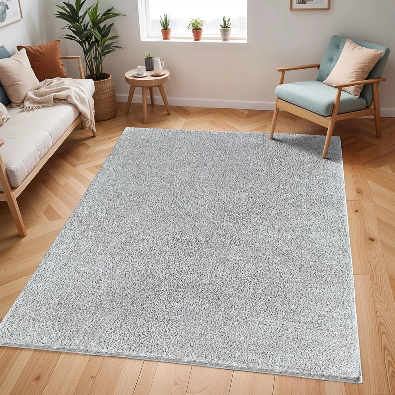 Livabliss Shaggy Rug Shaggy Rug - Modern Berber Rug Living Room 120x170 cm, Soft Shaggy Rugs for Bedroom - Neutral Boho Fluffy Rug, Easy Care Plush Thick Pile - Large Rug, Light Grey Rug