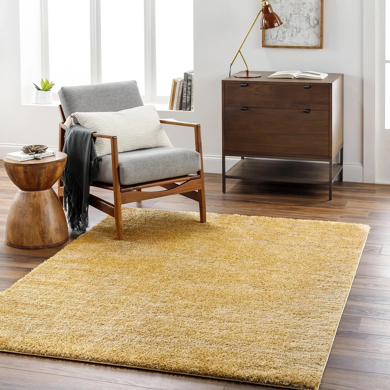 Livabliss Shaggy Rug Shaggy Rug - Modern Berber Rug Living Room 140x200 cm, Soft Shaggy Rugs for Bedroom - Neutral Boho Fluffy Rug, Easy Care Plush Thick Pile - Large Rug, Yellow Rug