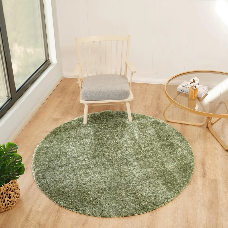 Livabliss Shaggy Rug - Modern Berber Rugs Living Room, Large 160x160 cm, Soft Shaggy Rugs for Bedroom - Neutral Boho Fluffy Rug, Easy Care Plush Thick Pile - Sage