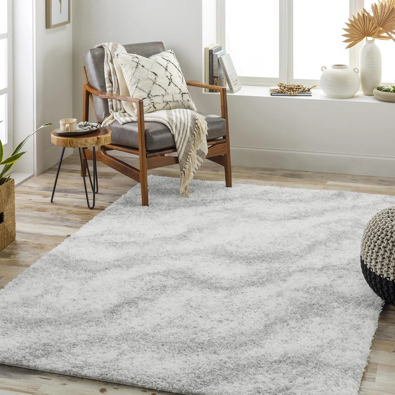 Livabliss Dili Shaggy Rug - Modern Berber Rug Living Room 120x170 cm, Soft Shaggy Rugs for Bedroom - Neutral Boho Fluffy Rug, Easy Care Plush Thick Pile - Large Rug, Cream and Dark Grey Rug