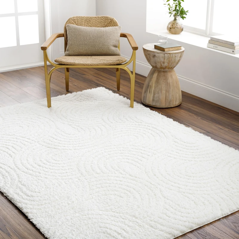 Livabliss Kravari Shaggy Rug - Modern Berber Rug Living Room 200x275 cm, Soft Shaggy Rugs for Bedroom - Neutral Boho Fluffy Rug, Easy Care Plush Thick Pile - Large Rug, Ivory Rug