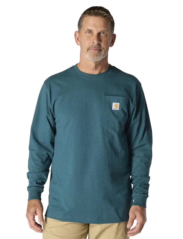 Carhartt Men's Workwear Pocket Long Sleeve T-Shirt, Greenstone Heather, S
