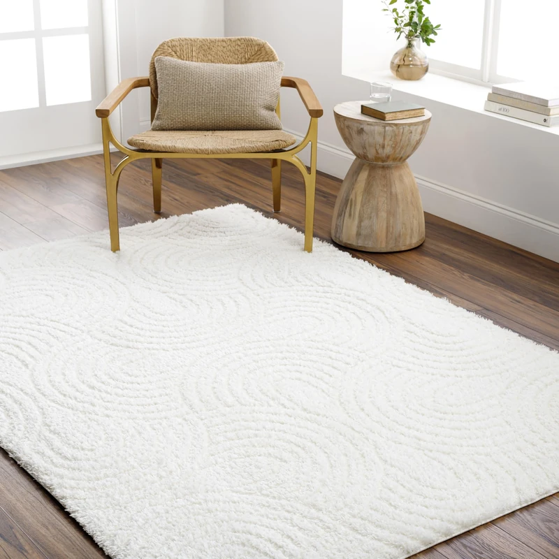 Livabliss Kravari Shaggy Rug - Modern Berber Rug Living Room 160x213 cm, Soft Shaggy Rugs for Bedroom - Neutral Boho Fluffy Rug, Easy Care Plush Thick Pile - Large Rug, Ivory Rug