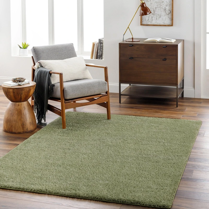 Livabliss Shaggy Rug - Modern Berber Rugs Living Room, Large 140x200 cm, Soft Shaggy Rugs for Bedroom - Neutral Boho Fluffy Rug, Easy Care Plush Thick Pile - Sage