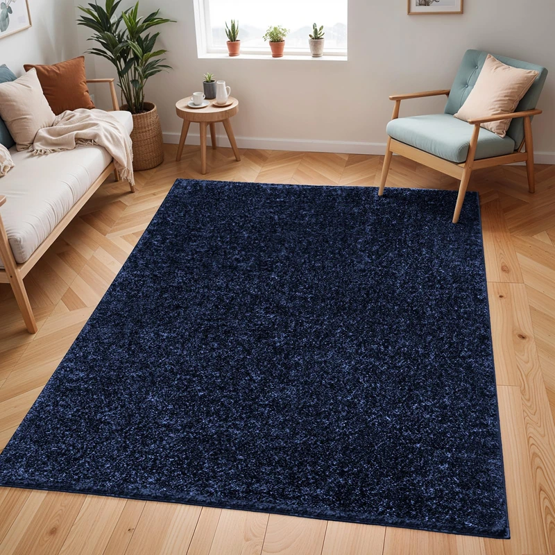 Livabliss Shaggy Rug Shaggy Rug - Modern Berber Rug Living Room 120x170 cm, Soft Shaggy Rugs for Bedroom - Neutral Boho Fluffy Rug, Easy Care Plush Thick Pile - Large Rug, Navy Blue Rug