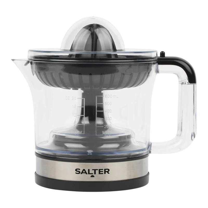 Salter Electric Fruit Juicer – Fresh Citrus Juice Extractor, For Baking & Cocktails, 600ml Measuring Jug, BPA Free, Includes 2 Juicing Cones, Adjustable Filter & Pulp Control, EK5025FVDE