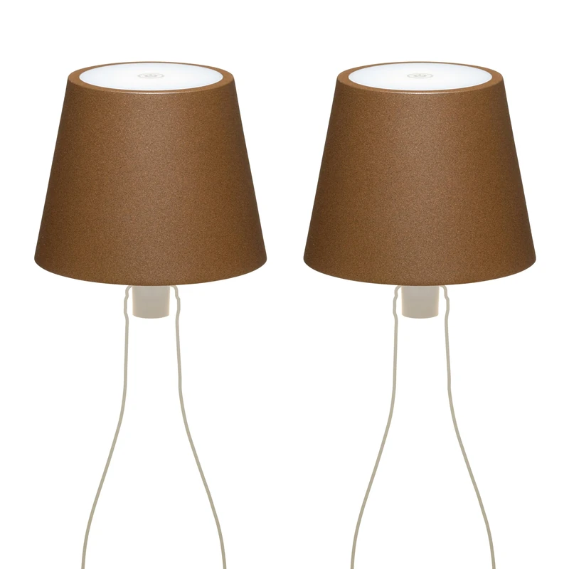 LA VILLE LUMIÈRE Set of 2 MarieB LED Wireless Lamps, Rechargeable and Dimmable, Abat-Jour for Indoor/Outdoor Use, 48 Hours Battery Life, 3 Light Temperatures, Aluminium, LVL (Mineral Corten)