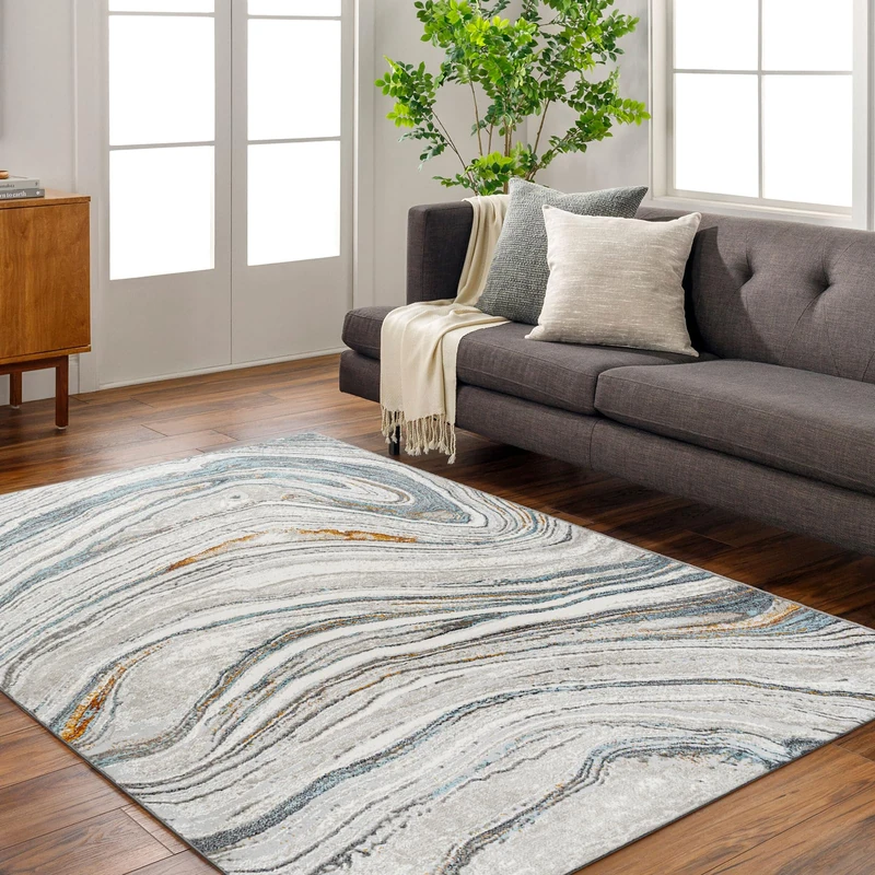 Livabliss Starec Abstract Rug - Area Rugs Living Room 160x213 cm, Dining Room, Lounge, Kitchen, Bedroom - Modern Marble Rug, Soft Luxurious Easy Care Medium Pile Large Rug, Ivory, Tan, Sage, Taupe Rug