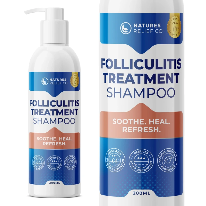 Folliculitis Treatment Shampoo | Scalp Soothing Anti-Itch Formula with Tea Tree | Natural Relief for Irritation | Non-Drying, Fast-Acting Care | All Hair Types | No Harsh Chemicals | 200ml