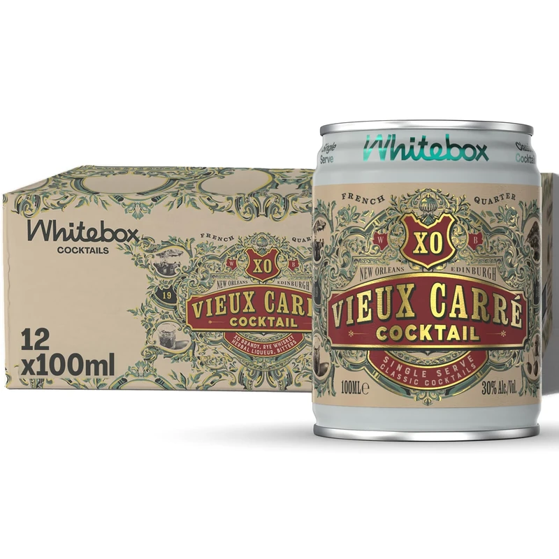 WHITEBOX COCKTAILS Single Serve Classic XO Vieux Carré — Case of 12 Cocktail Cans | Classic Full Strength Vieux Carré | Pre-mixed Cocktails Ready To Drink 12x100ml