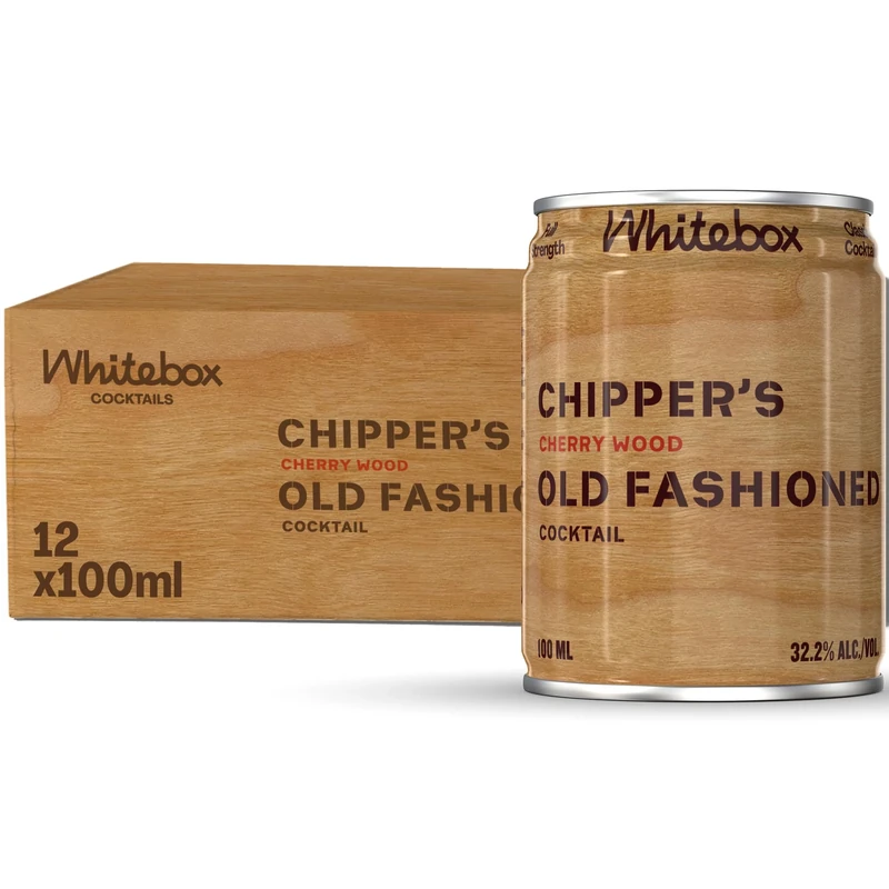 WHITEBOX COCKTAILS Single Serve Classic Chipper’s Old Fashioned Cocktail — Case Of 12 Cocktail Cans | Classic Full Strength Old Fashioned | Pre-mixed Cocktails Ready To Drink 12x100ml