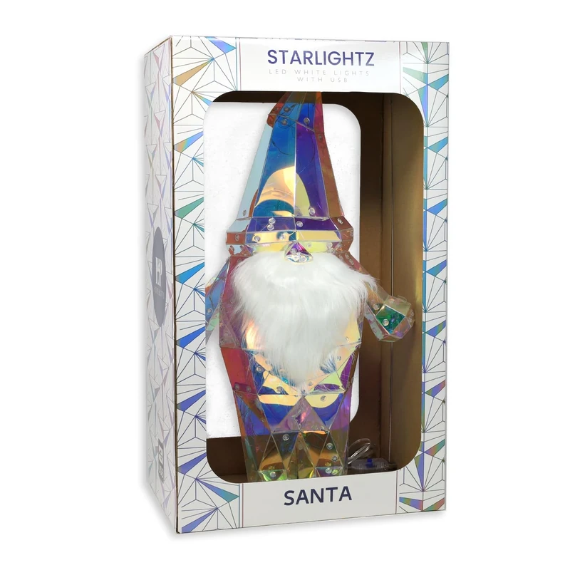 Santa Starlightz Lamp for Christmas Decor | Light-Up Santa with Magical LED Starlight Effect | Festive Holiday Lamp for Mantels, Tables & Windowsills | Perfect Gift for a Cozy Christmas Ambiance