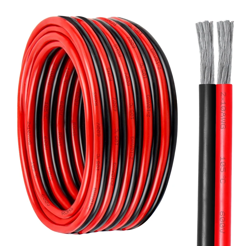 10 Gauge Wire 2 Conductor Tinned Copper Cable, Flexible 10 AWG Marine Wire for Solar Panel, LED Strip, Boat, Automotive, Trailer and Speaker (10 Gauge 100FT)