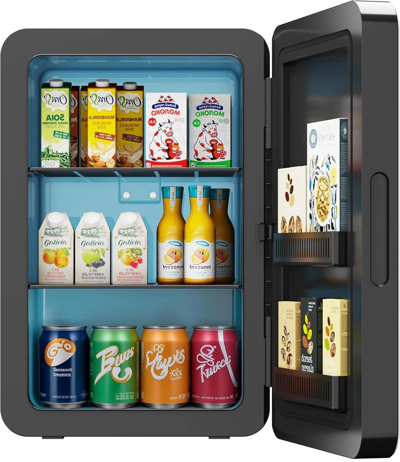 Rebongki Mini Fridge 22L/ 30 Cans Cooler and Warmer Portable Mini Fridge for Bedrooms with Adjustable Shelves, AC+12V DC Small Fridges for Car, Office, Travel, Skincare, Cosmetics, Drinks (Black)