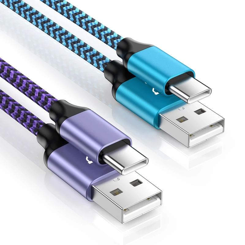 USB C Charger Cable, 2Pack 6FT/1.8M Type C Charger Cable Fast Charging, 2.4A USB A to USB C Braided Cables for Samsung Galaxy S25/S24/S23/A55/A56/A35/A34/A16/A15 iPhone 16/15 Series,Google Pixel 9/8