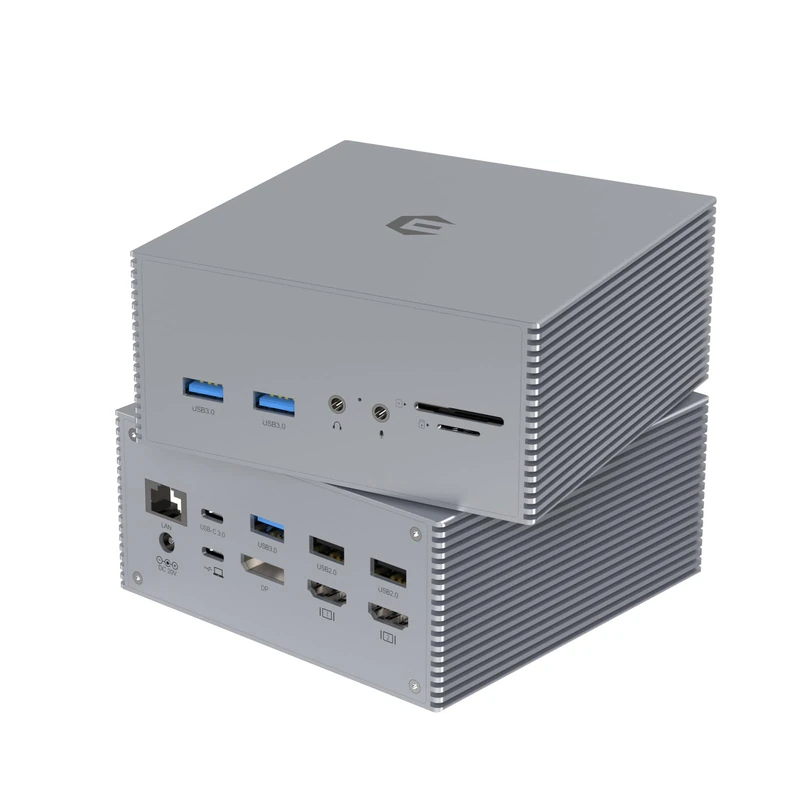 USB-C 4K to 30Hz Triple Display Docking Station with Charging Support for MacBook Pro and Windows USB 3.1 Gen2 Type C Systems (2 HDMI,DP,7 USB Ports, 60W USB PD)