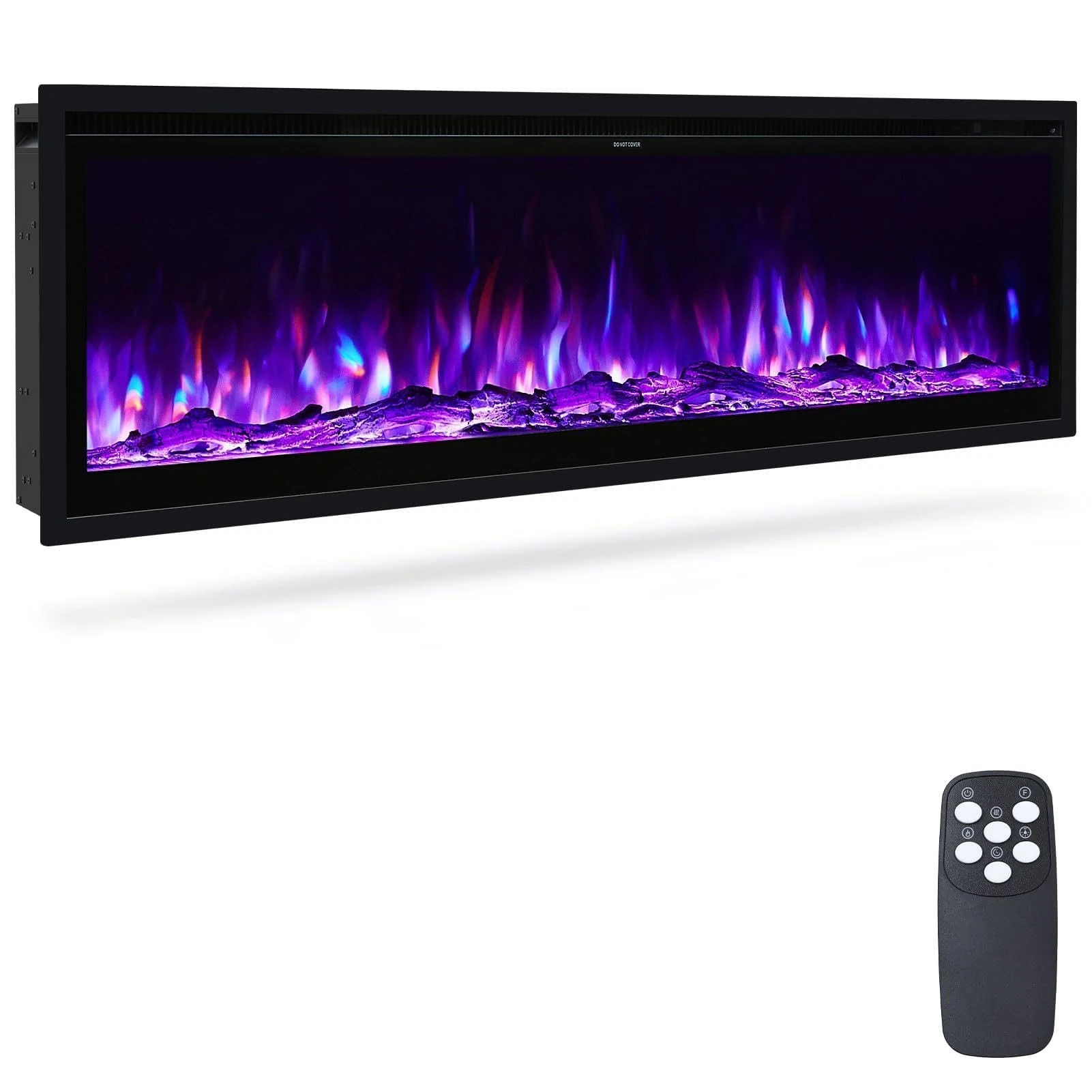INMOZATA 127cm/50 Inch Electric Fire Wall Mounted/Recessed/Freestanding Electric Fireplace with Remote Control, 12 Colors Flame Effect Media Wall Fireplace, Crystal & Log Set, 900W&1800W(50"/127cm)