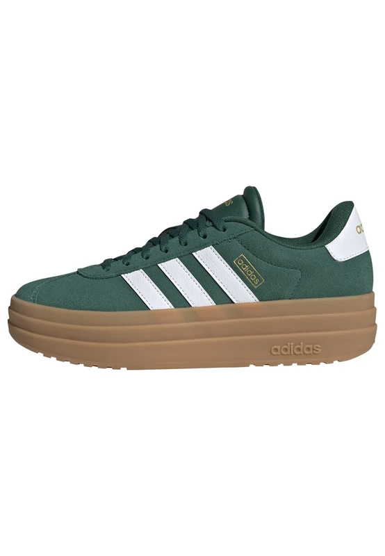 adidas Women's VL Court Bold Shoes, Collegiate Green/Cloud White/Gold Metallic, 3.5 UK