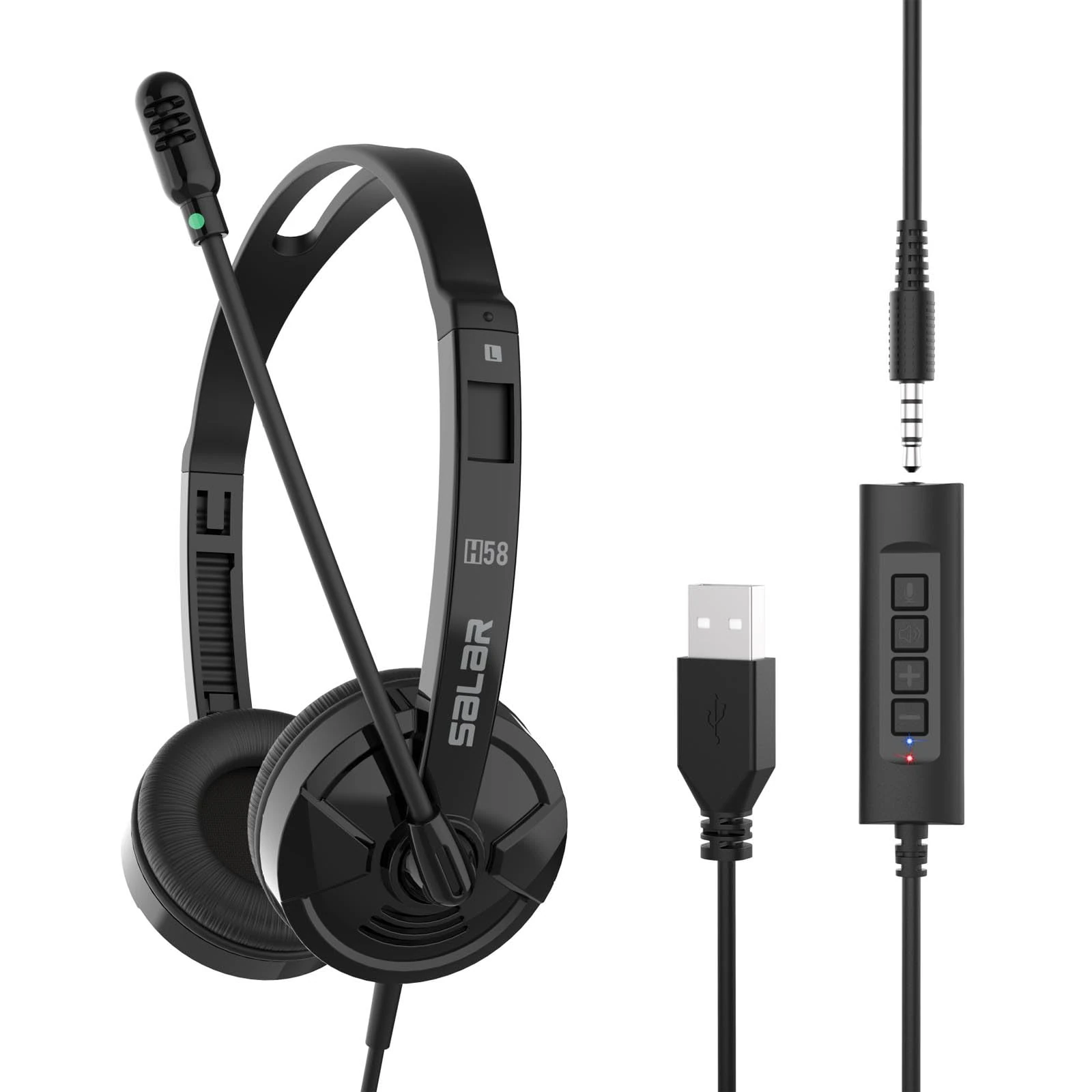 STFMHEZ 3.5mm USB Headset with Microphone Noise Cancelling & Audio Controls, Wired Stereo USB/3.5mm Computer Business Laptop Headphone Phone Headsets Earphone for Skype, Call Center, Office