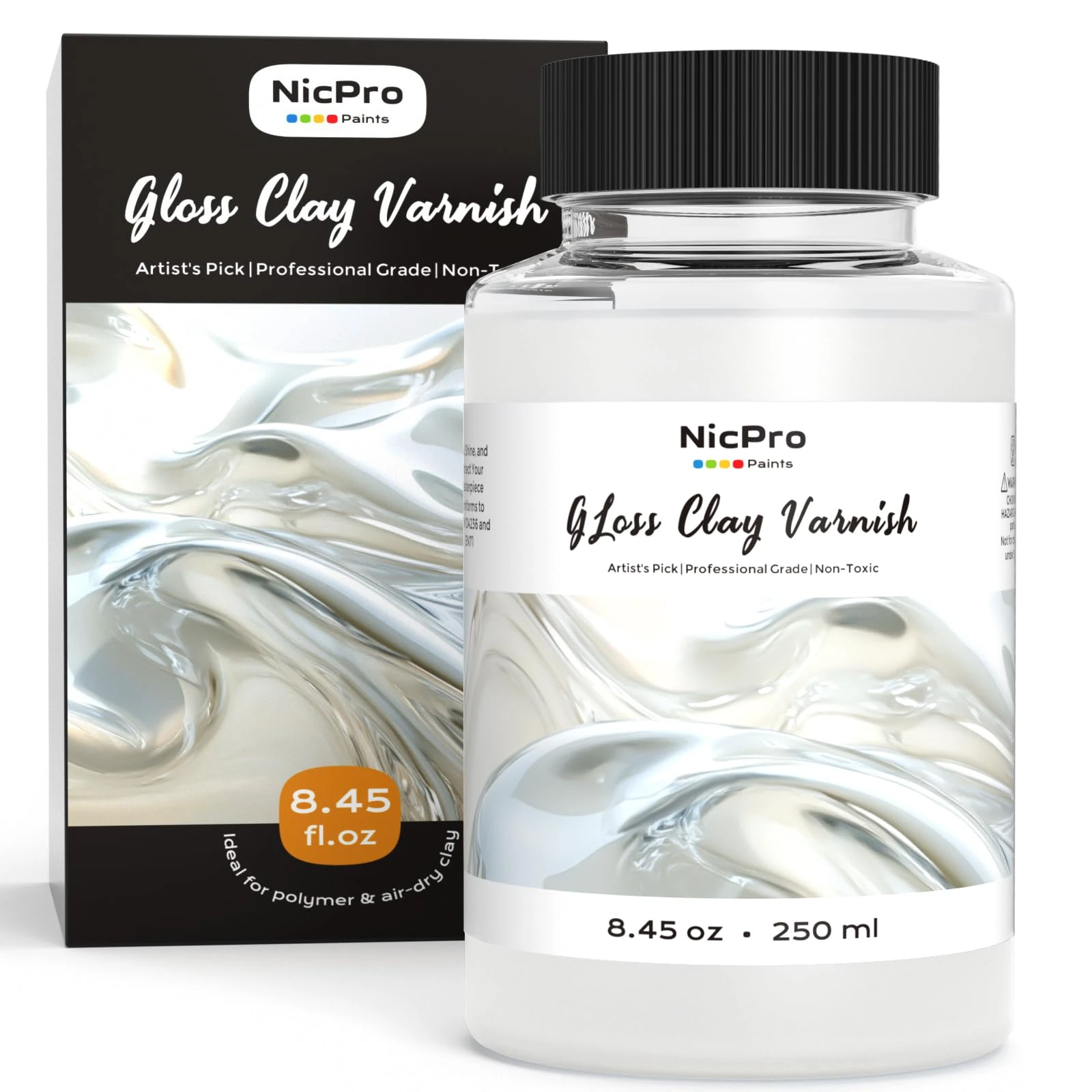 Nicpro Large Air Dry Clay Varnish (8.45 oz, 250ml), Air Dry Clay Glaze Sealant for Pottery, Air Dry Clay, Acrylic Paint, Waterproof Prevent Clay Sculpture Scratches, Cracking, Wear- High Gloss Effect