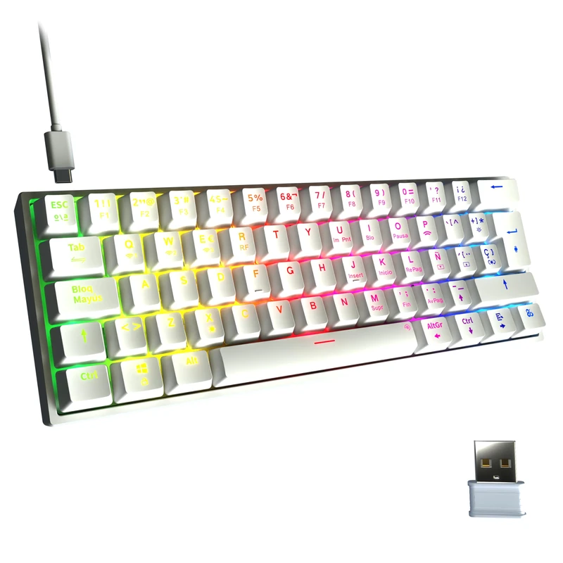Newskill Pyros V2 Wireless Gaming Keyboard 60% White