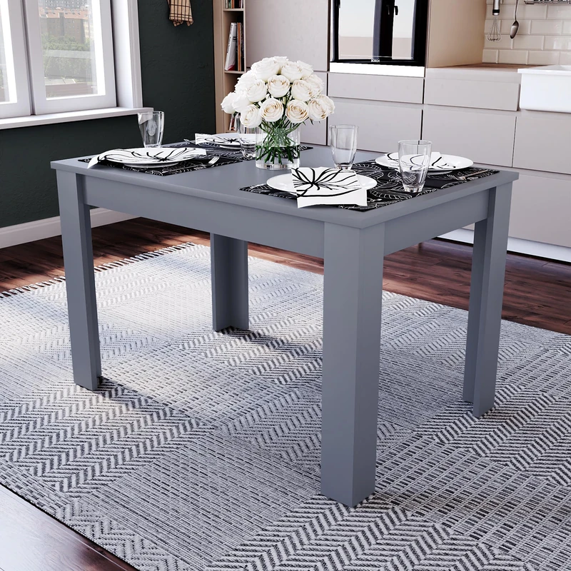 Vida Designs Medina 4 Seater Dining Table MDF Wood Rectangle Modern Kitchen Dining Room Furniture Unit, Grey