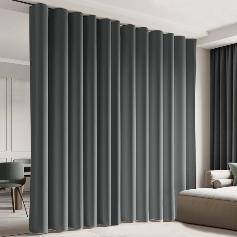 cbsroro Room Divider Blackout Curtain Track Curtains Wall Dividers Panels Screen for Living Rooms Bedroom Office Privacy Partition Separation, W120 × L120 Inch,1 Panel, Grey