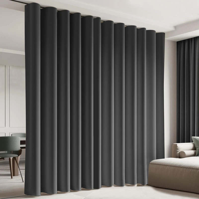 Cbsroro Room Divider Blackout Curtain Track Curtains Wall Dividers Panels Screen for Living Rooms Bedroom Office Privacy Partition Separation, W180 × L120 Inch,1 Panel, Black