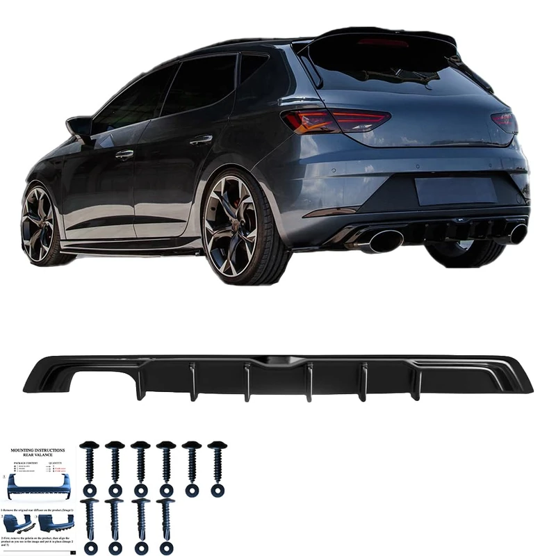Oneway Rear Diffuser compatible with Seat Leon (5F) HB FR Facelift 2017-2020 - Gloss black