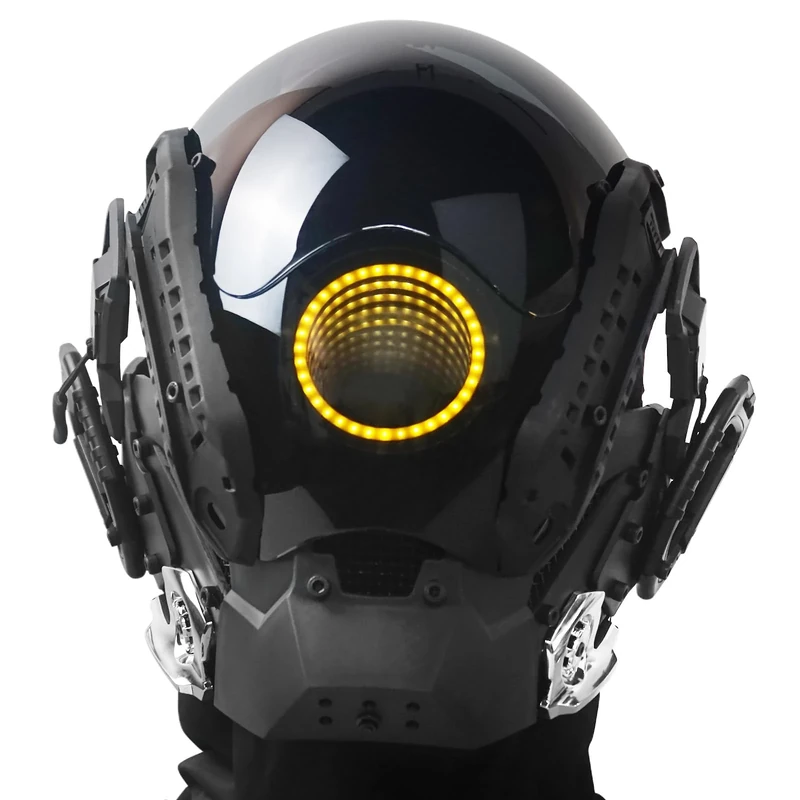 Marikito Punk LED Mask, Eye Of The Abyss Design, Techwear Cosplay Accessory, Perfect For Halloween Parties And Themed Events (Yellow)