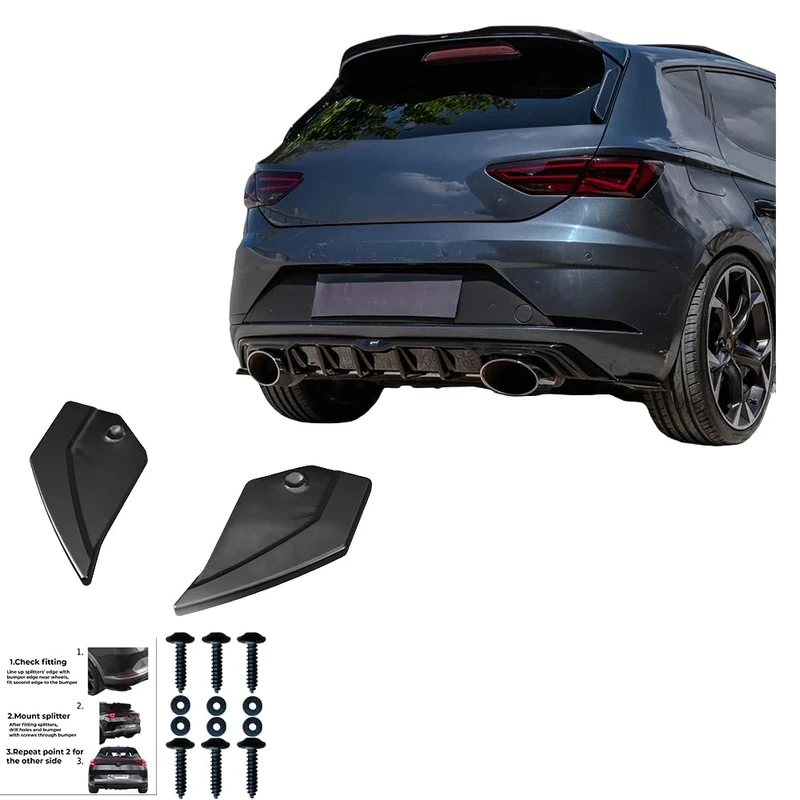 Oneway Rear Side Diffusors compatible with Seat Leon (5F) HB FR/Cupra 2013-2020 - Gloss black