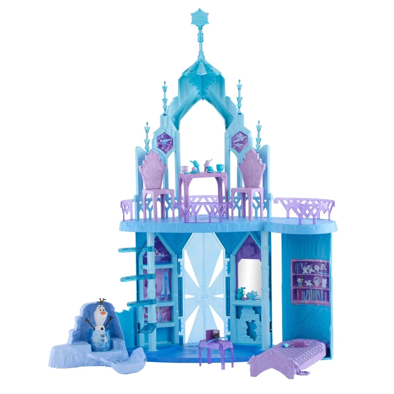 Mattel Disney Frozen Elsa Ice Castle Playset with Olaf Figure, 5 Play Areas & 21 Accessories, 2.5+ Ft Tall Elsa’s Frozen Ice Palace, Inspired by Movies, JGG41