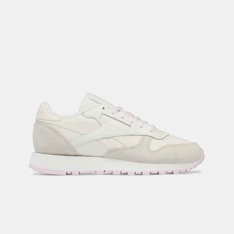 Reebok Classic Leather Trainers, Chalk/Frostedberry, 34.5 EU / 2.5 UK, Chalk Frostedberry, 2.5 UK Child