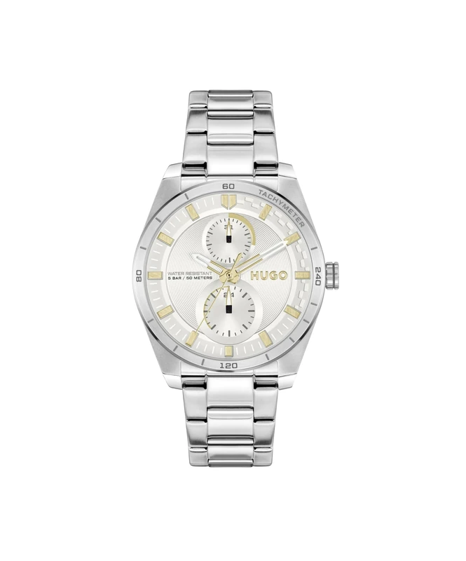 HUGO Analogue Multifunction Quartz Watch for Women #Fast for HER Collection with Silver Stainless Steel Bracelet - 1540168