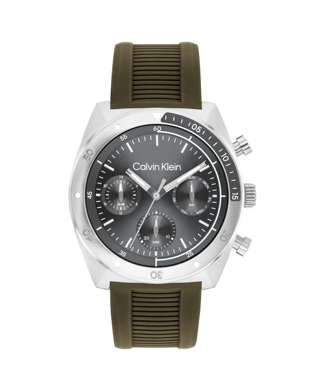 Calvin Klein Analogue Multifunction Quartz Watch for Men CK Flex Collection with Green Silicone Bracelet - 25200469