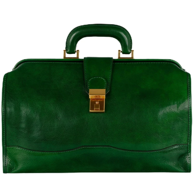 Time Resistance Leather Doctor Bag - Vintage Style Leather Handbag - Briefcase for Men and Women (Green) - Image 1