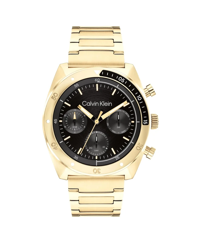 Calvin Klein Analogue Multifunction Quartz Watch for Men CK Flex Collection with Gold Colored Stainless Steel Bracelet - 25200465
