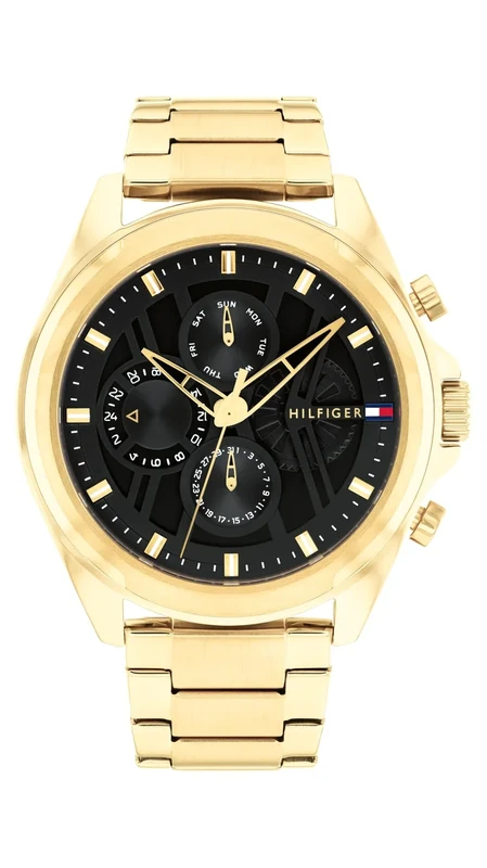 Tommy Hilfiger Analogue Multifunction Quartz Watch for Men with Gold Colored Stainless Steel Bracelet - 1710658
