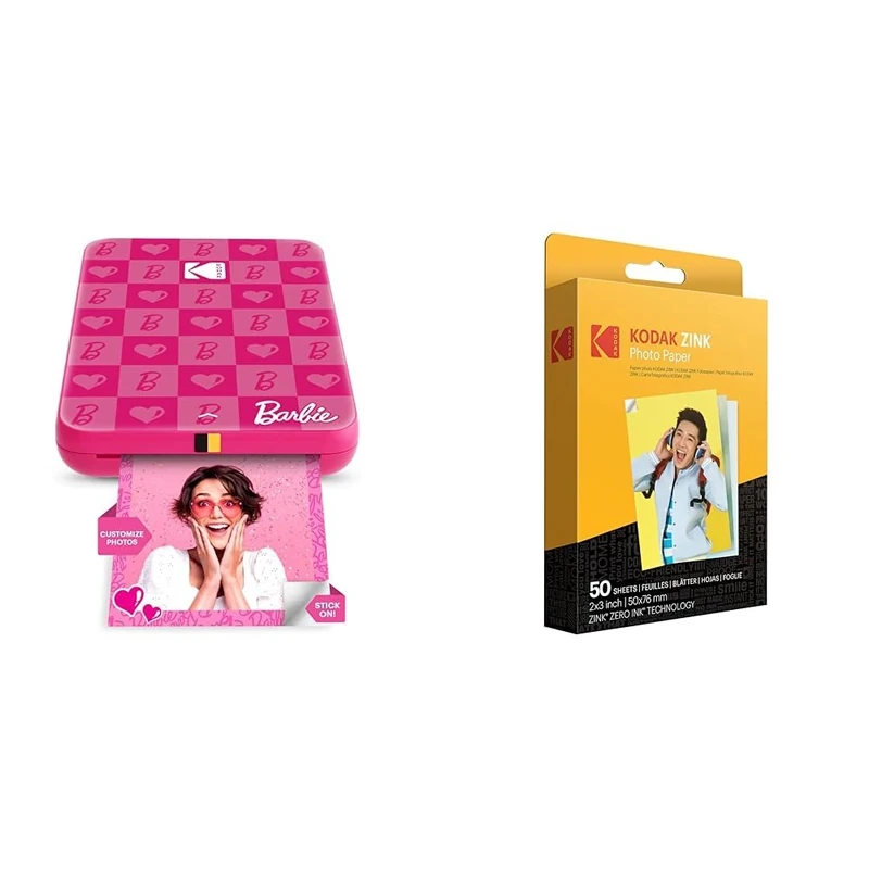 KODAK Barbie x Step Slim Wireless Instant Portable Photo Mobile Printer 2"x3" Premium Photo Paper (50 Sheets)