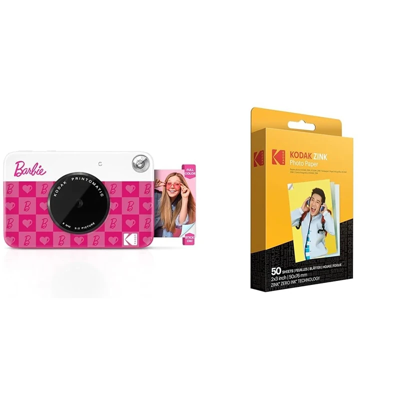 Barbie x Kodak Printomatic Full-Color Instant Print Digital Camera + KODAK 2"x3" Premium Photo Paper (50 Sheets)