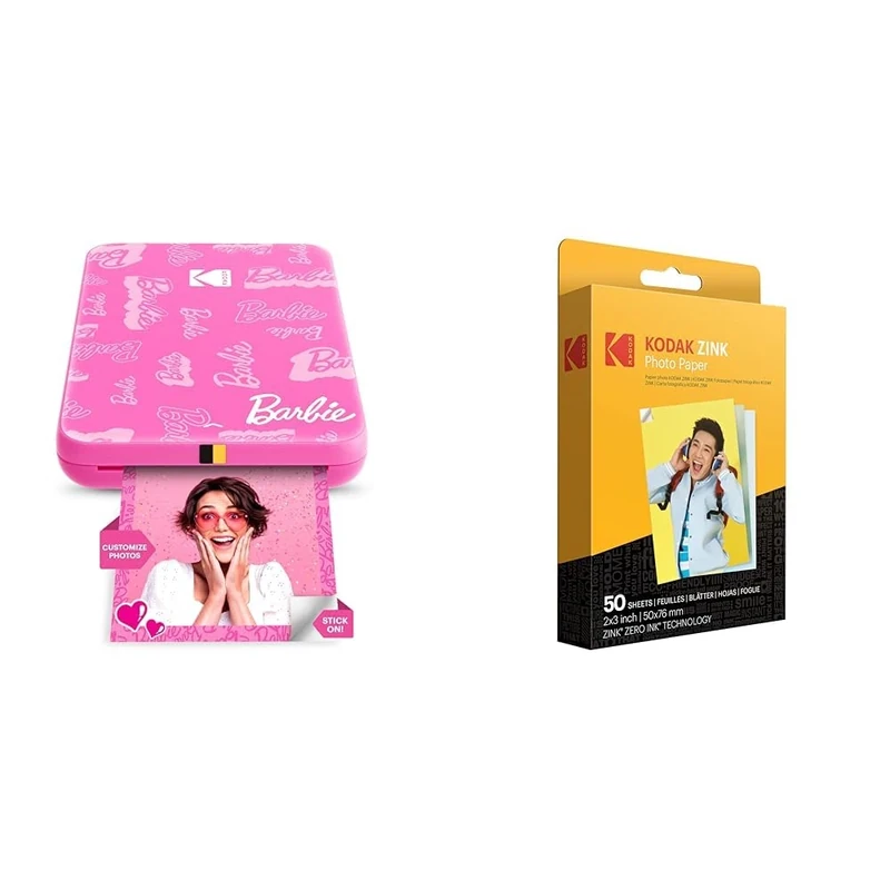 KODAK Barbie x Step Slim Wireless Instant Portable Photo Mobile Printer 2"x3" Premium Photo Paper (50 Sheets)